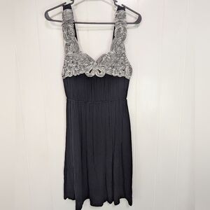 Soprano Black Dress with Silver Floral Design